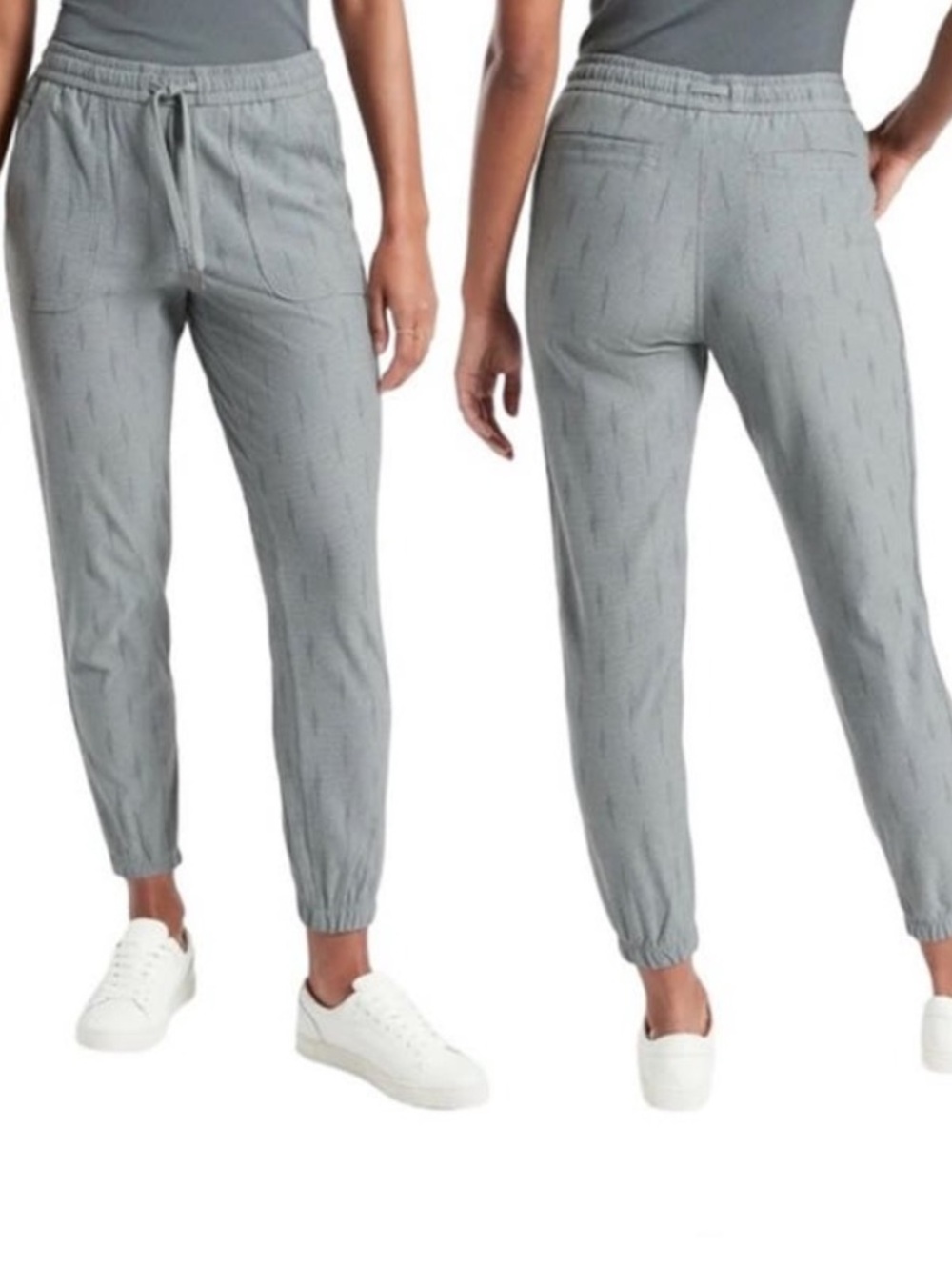 Athleta Farallon Printed Gray Jogger Pants Size 12